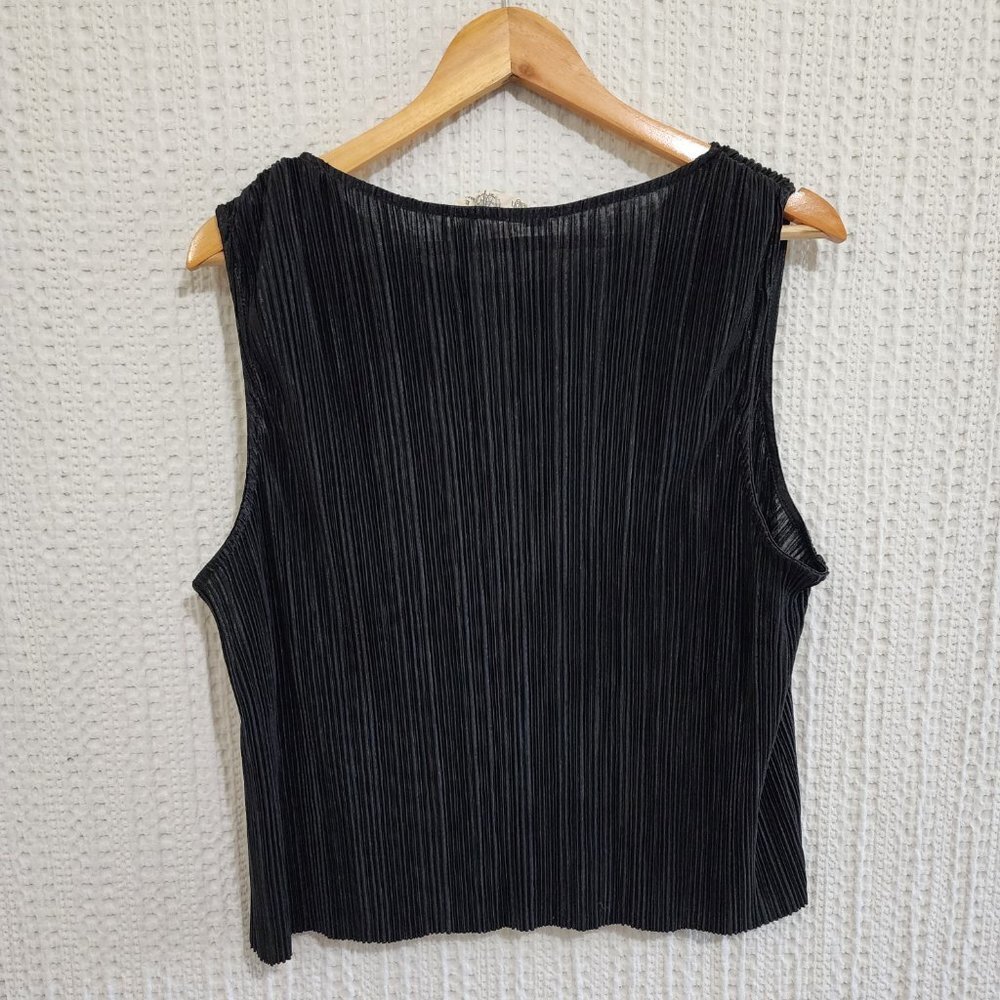 Everleigh Black Crinkle Pleated Crop Top Tank Women's Size X-Large - Picture 5 of 15